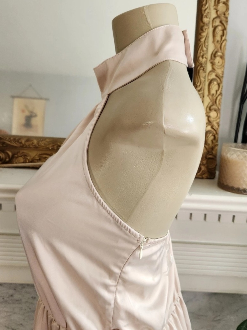 Nasty Gal Collection Champagne Halter Romper Playsuit Size 10 Backless Satin - Picture 7 of 9